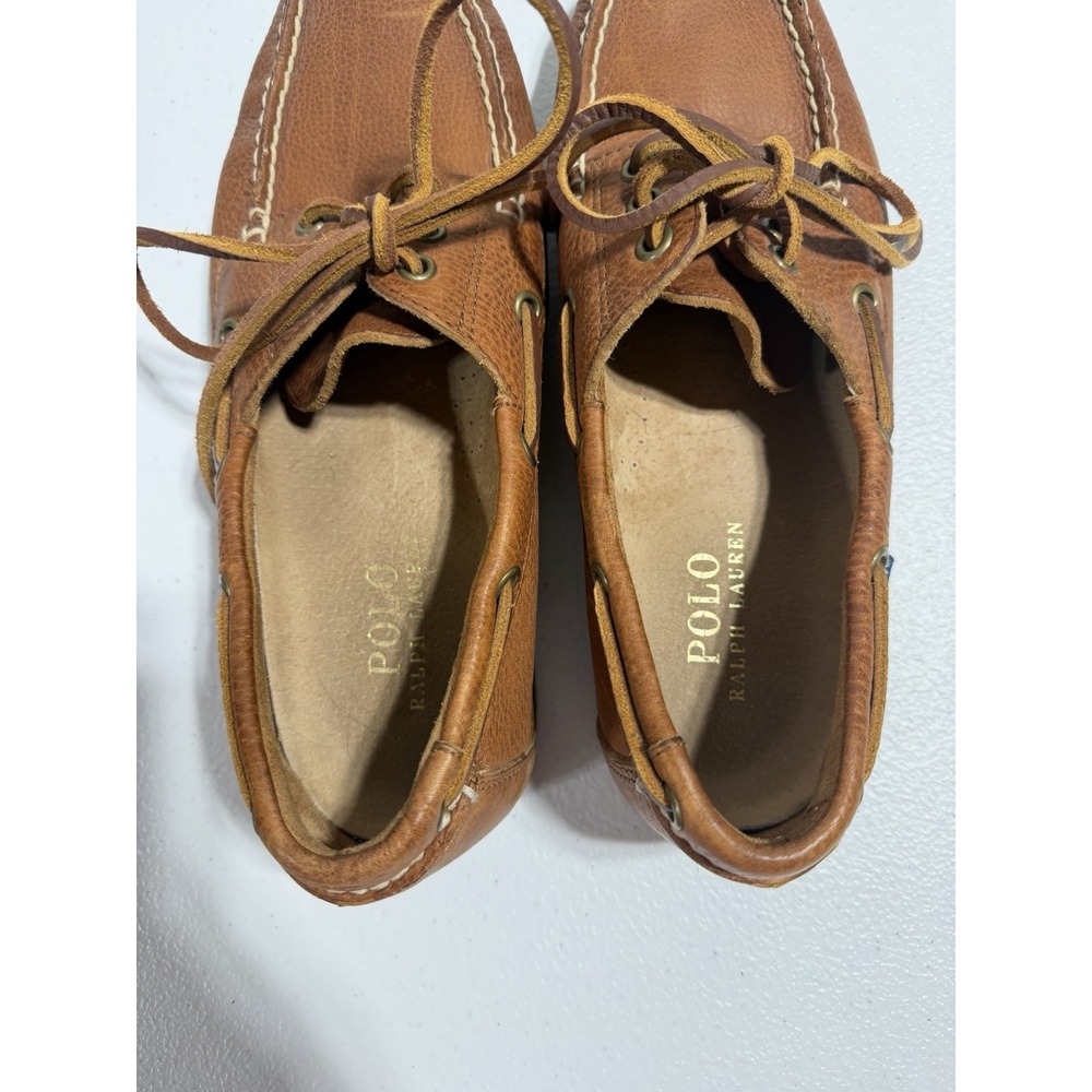 POLO RALPH LAUREN Men's Bienne Leather Boat Shoes Tan US 9 - Picture 7 of 13